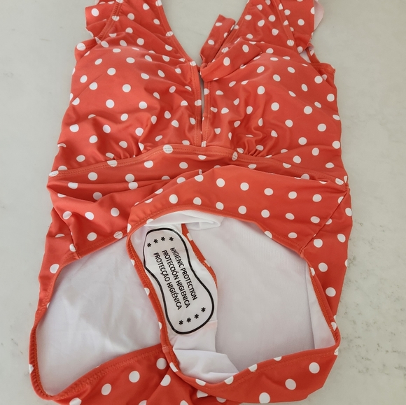 Orange polkadot one piece bathing suit - Picture 4 of 4